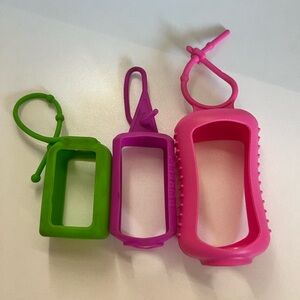 Green, Purple, and Pink Silicone Hand Sanitizer Holders